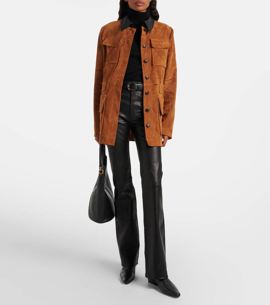 Frame Reboot Leather Flared Pants In Black