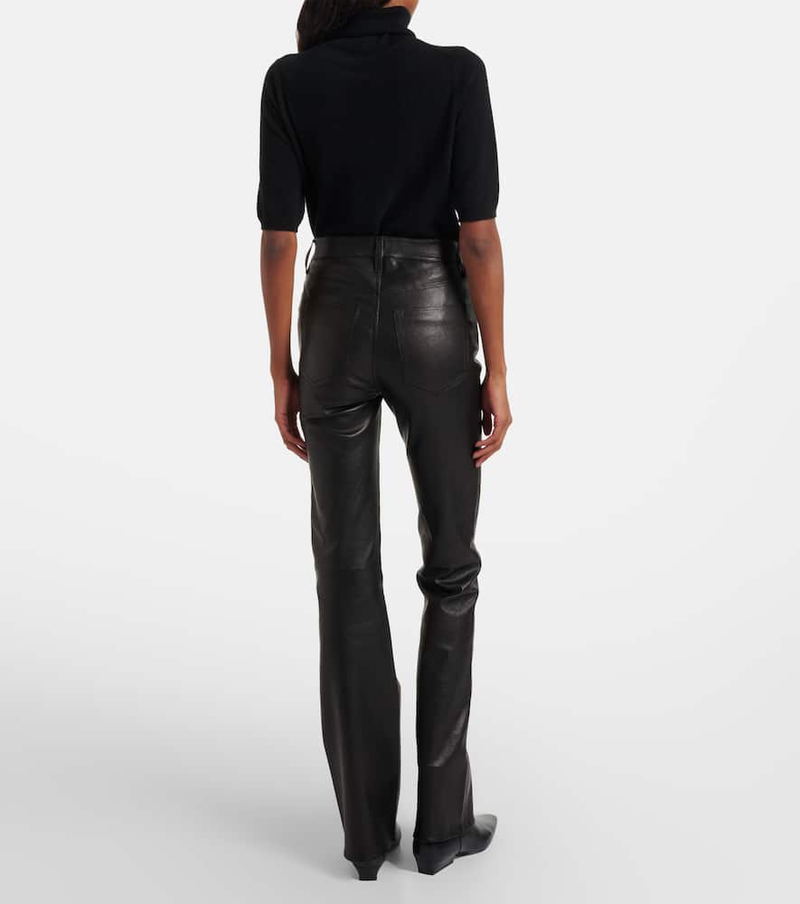 Frame Reboot Leather Flared Pants In Black