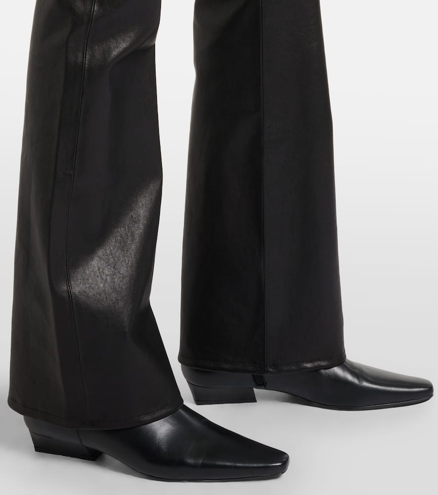 Frame Reboot Leather Flared Pants In Black