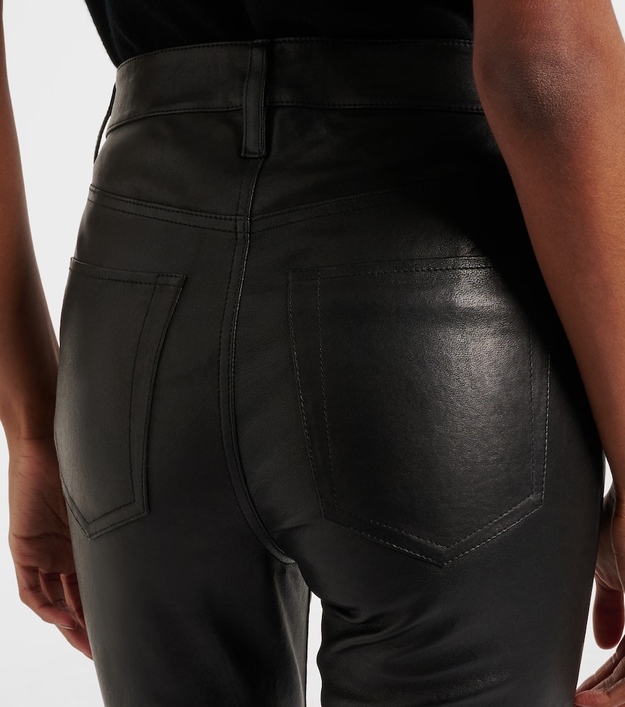 Frame Reboot Leather Flared Pants In Black