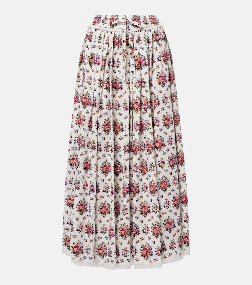 Dolce & Gabbana Floral lace-trimmed cotton maxi skirt