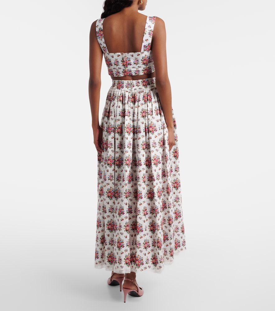 Dolce&Gabbana Floral Lace-Trimmed Cotton Maxi