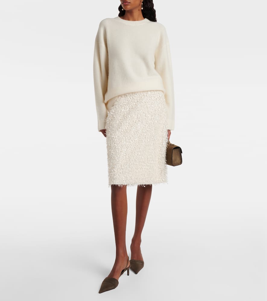 Vince Fringed Midi Skirt In Animal Print