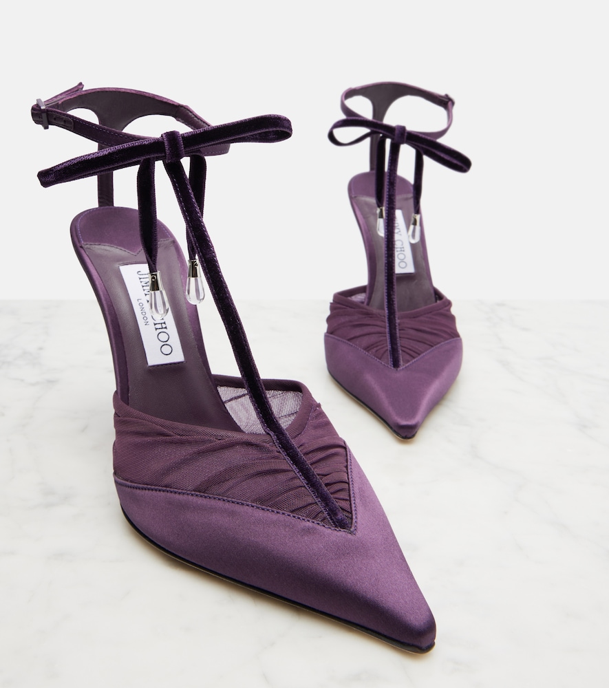  Jimmy Choo Jimmy Choo Pumps Afia 100 Aus Satin Mit Samt 