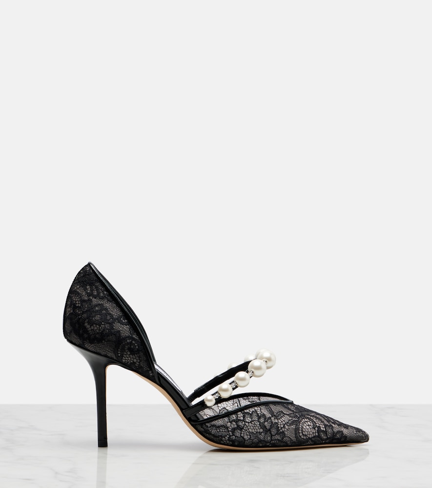 Aurelie 85 Lace And Leather Pumps