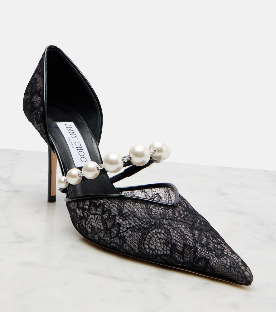 Aurelie 85 Lace And Leather Pumps