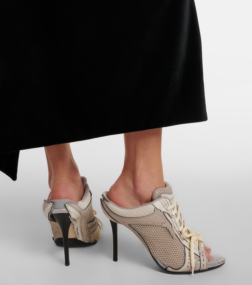 Balenciaga Stapler distressed leather-trimmed mules