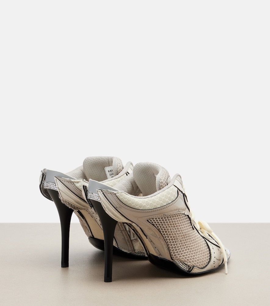  Balenciaga Balenciaga Stapler Distressed Leather-trimmed Mules 