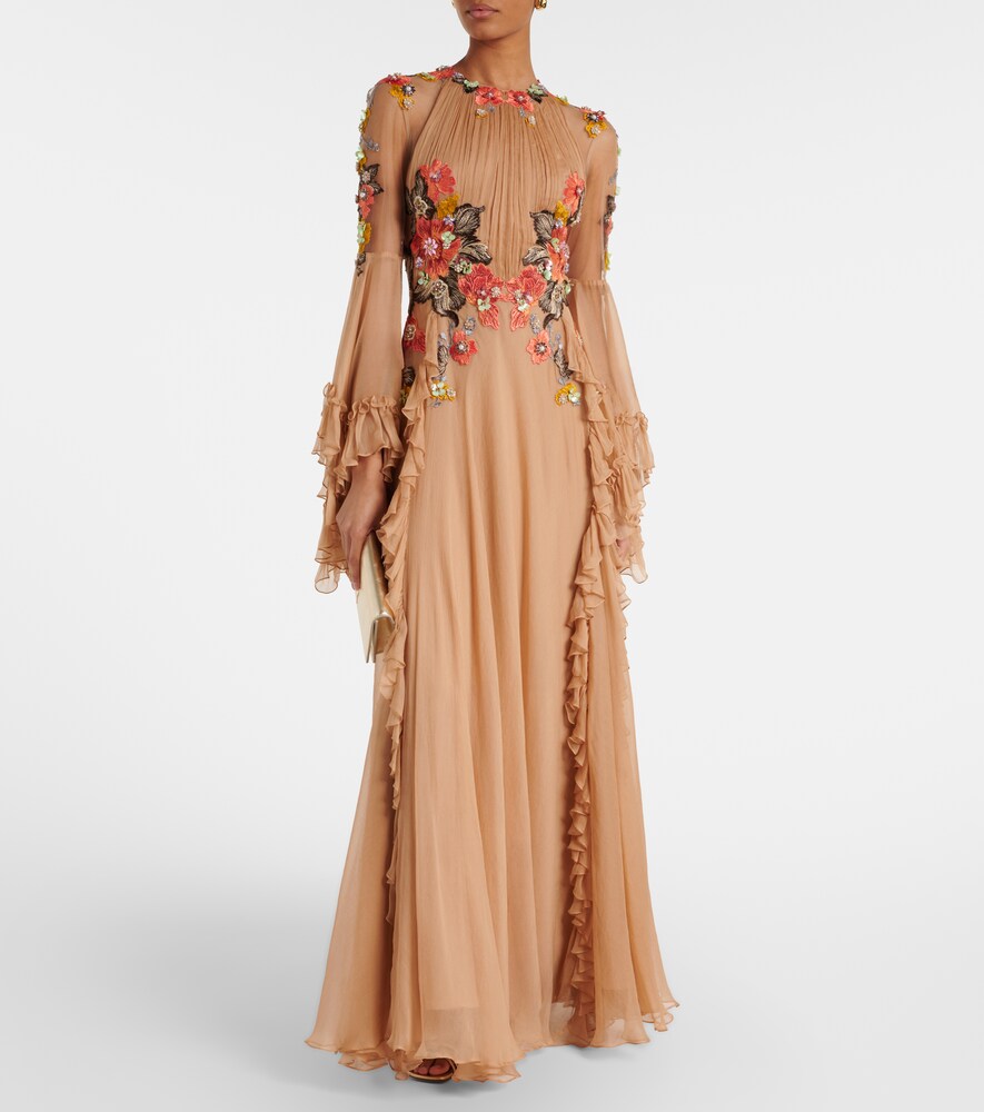 Costarellos Zilara embellished silk georgette gown