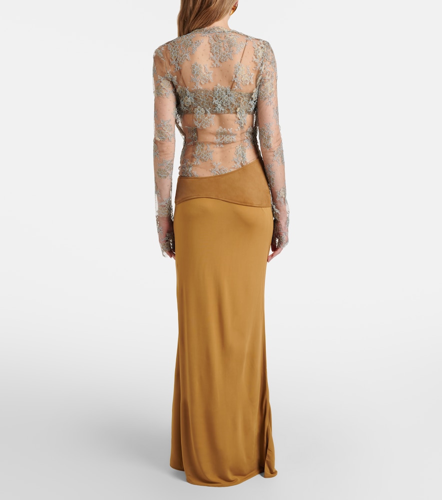  Christopher Esber Christopher Esber Sã¨pienne Lace And Suede Gown 
