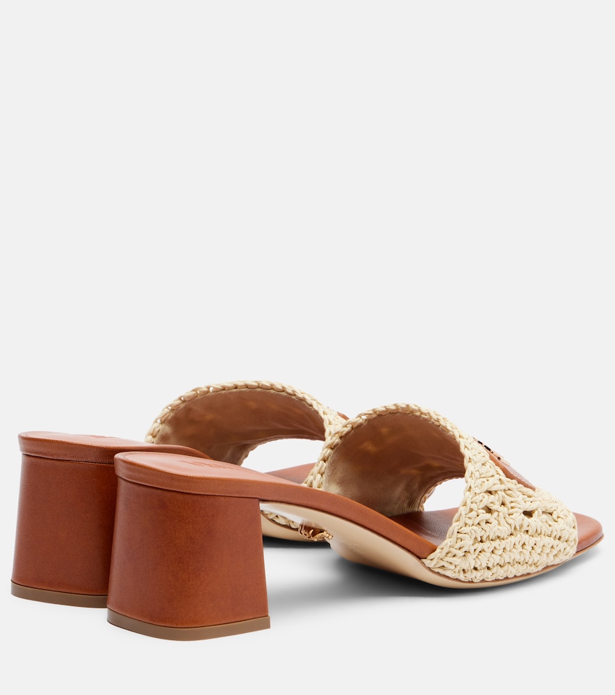  Versace Versace Logo Raffia And Leather Mules 