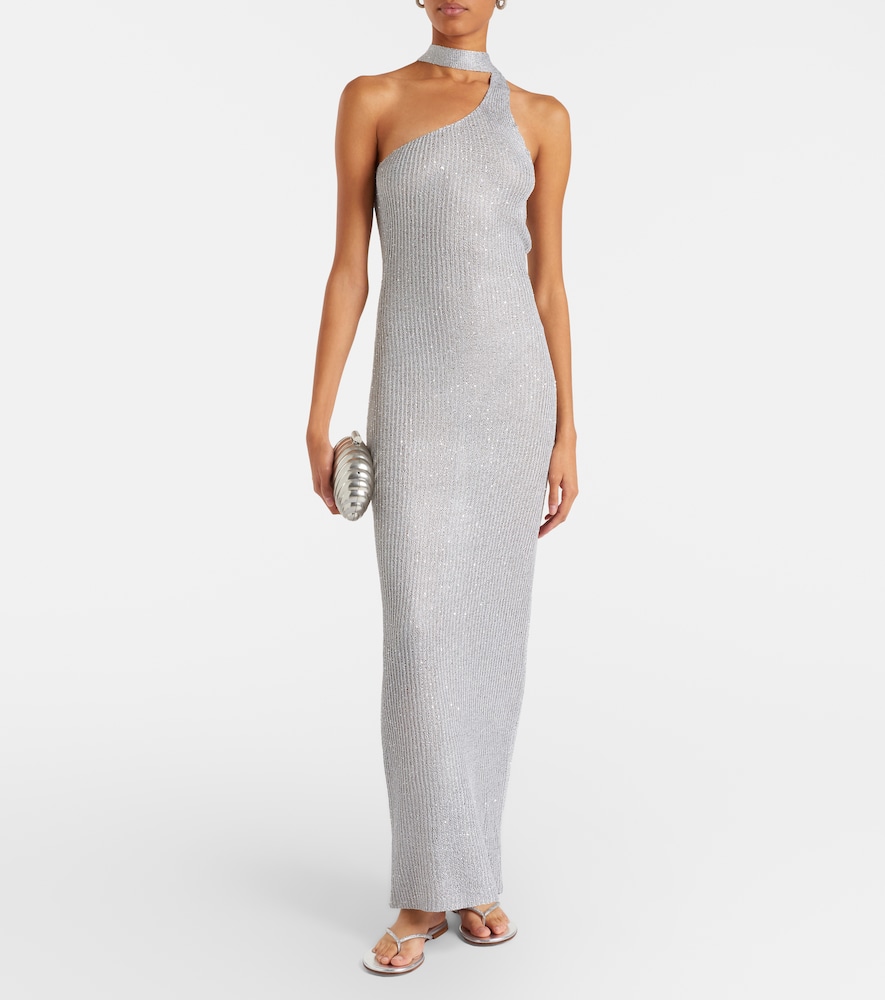 Bananhot Aretha sequined one-shoulder maxi dress