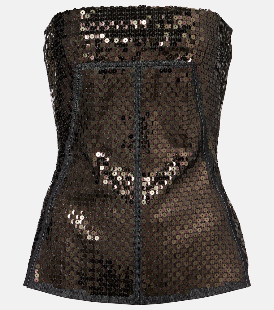 Rick Owens Sequined denim bustier top