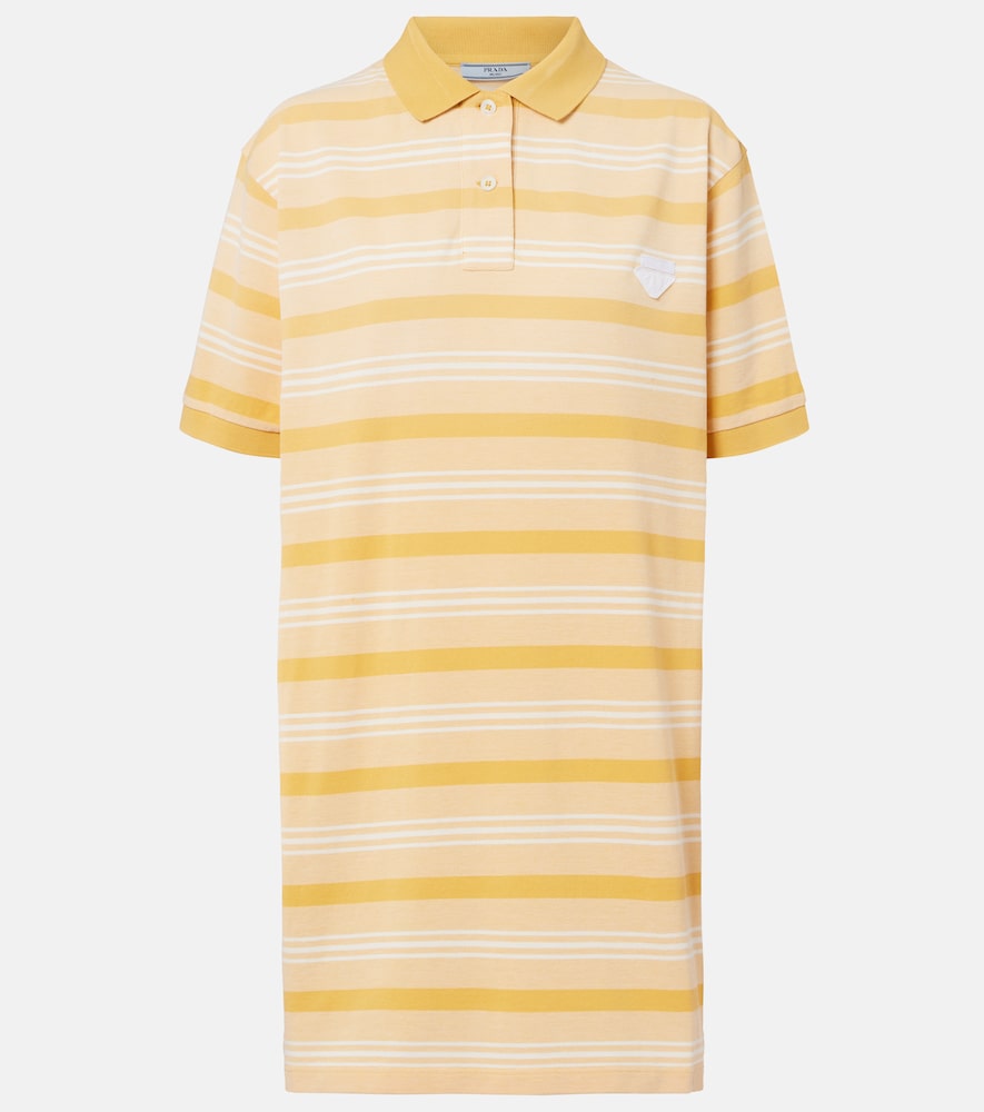 Prada Striped cotton piqué polo dress