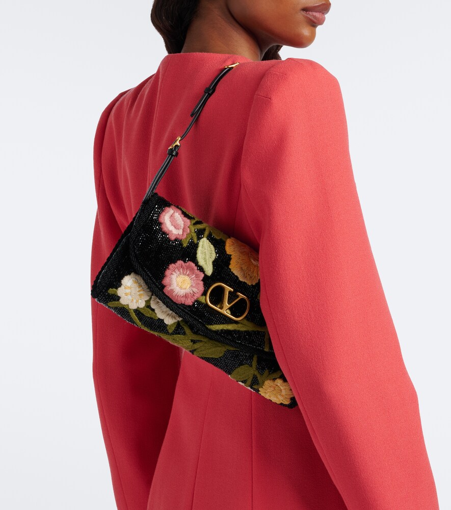 Valentino Garavani DeVain embroidered beaded shoulder bag