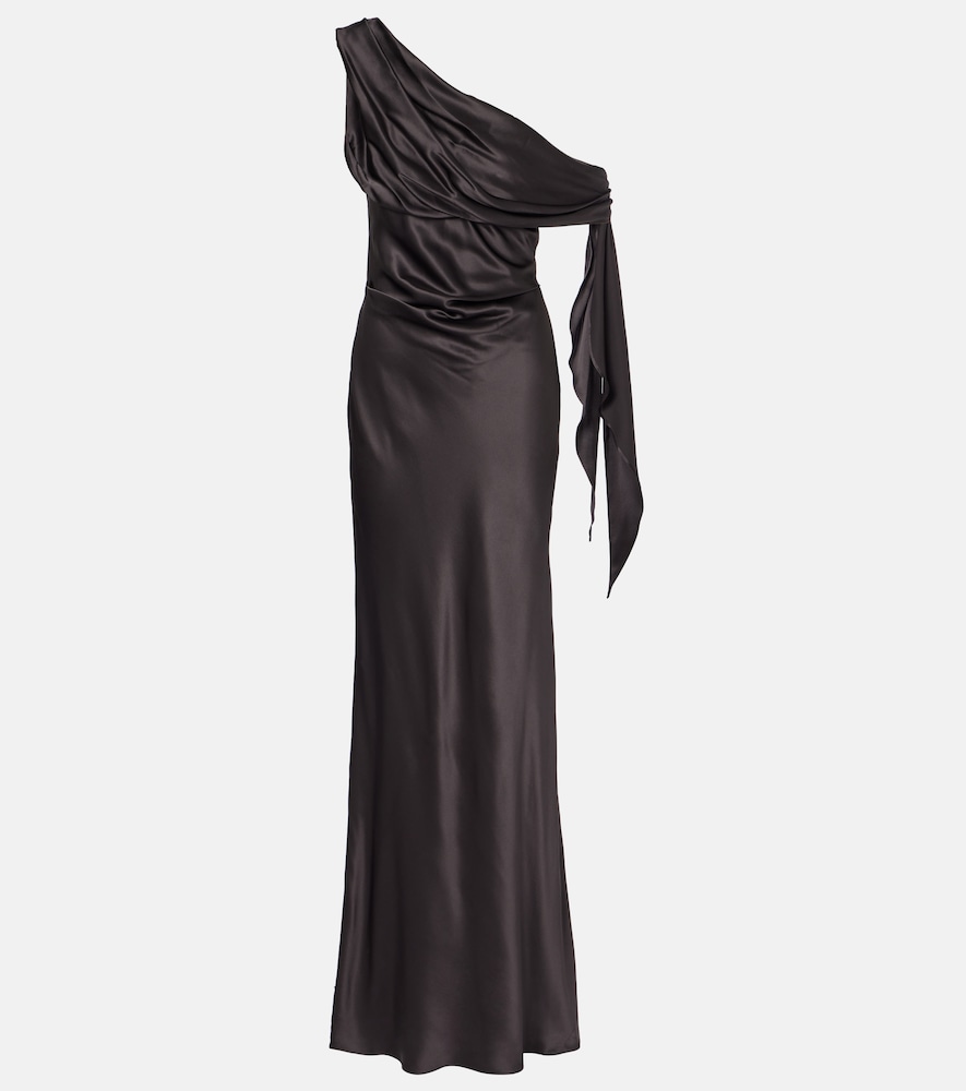 The Sei Draped one-shoulder silk satin gown