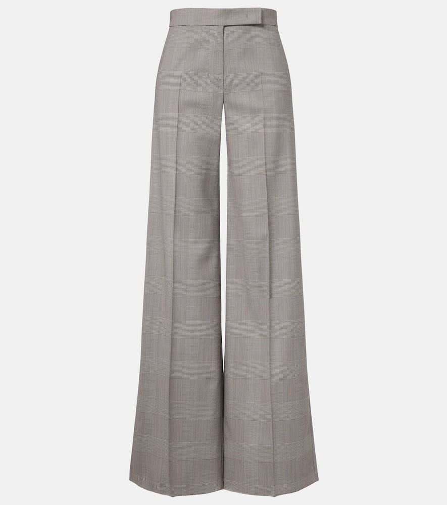 Max Mara Women's Grey Checked Virgin Wool Wide-Leg Pants UK Size 2 - Mytheresa