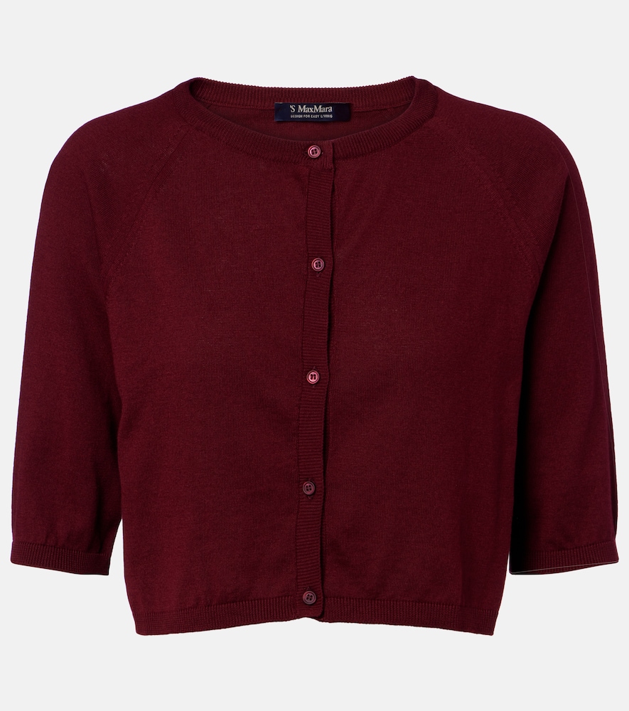 Cardigan cropped in cotone, seta e cashmere