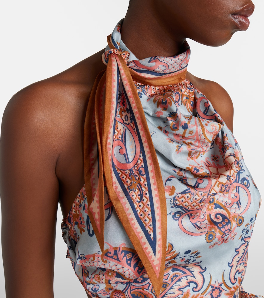 Aster Printed Silk Crop Top