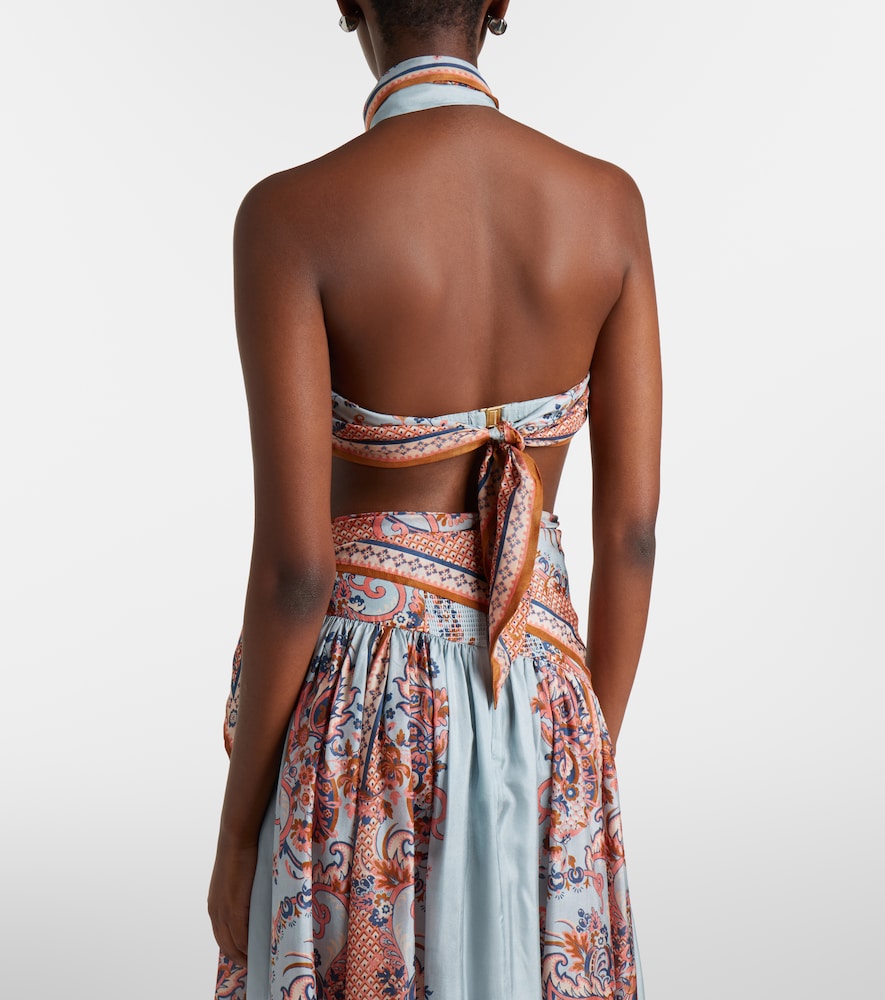 Aster Printed Silk Crop Top