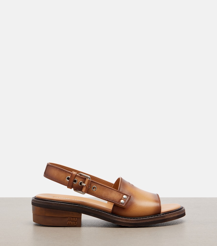  Miu Miu Miu Miu Slingback-sandalen Aus Leder 