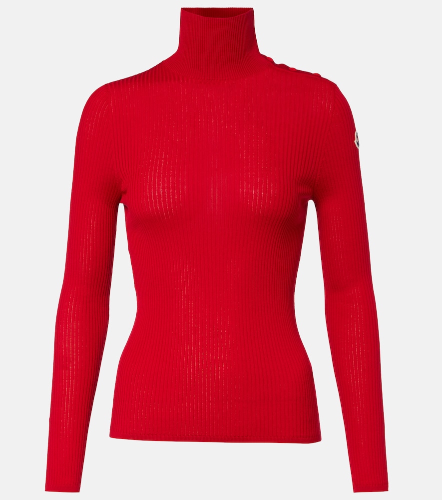 Moncler Women's Red Virgin Wool Turtleneck Sweater UK Size 12 - Mytheresa
