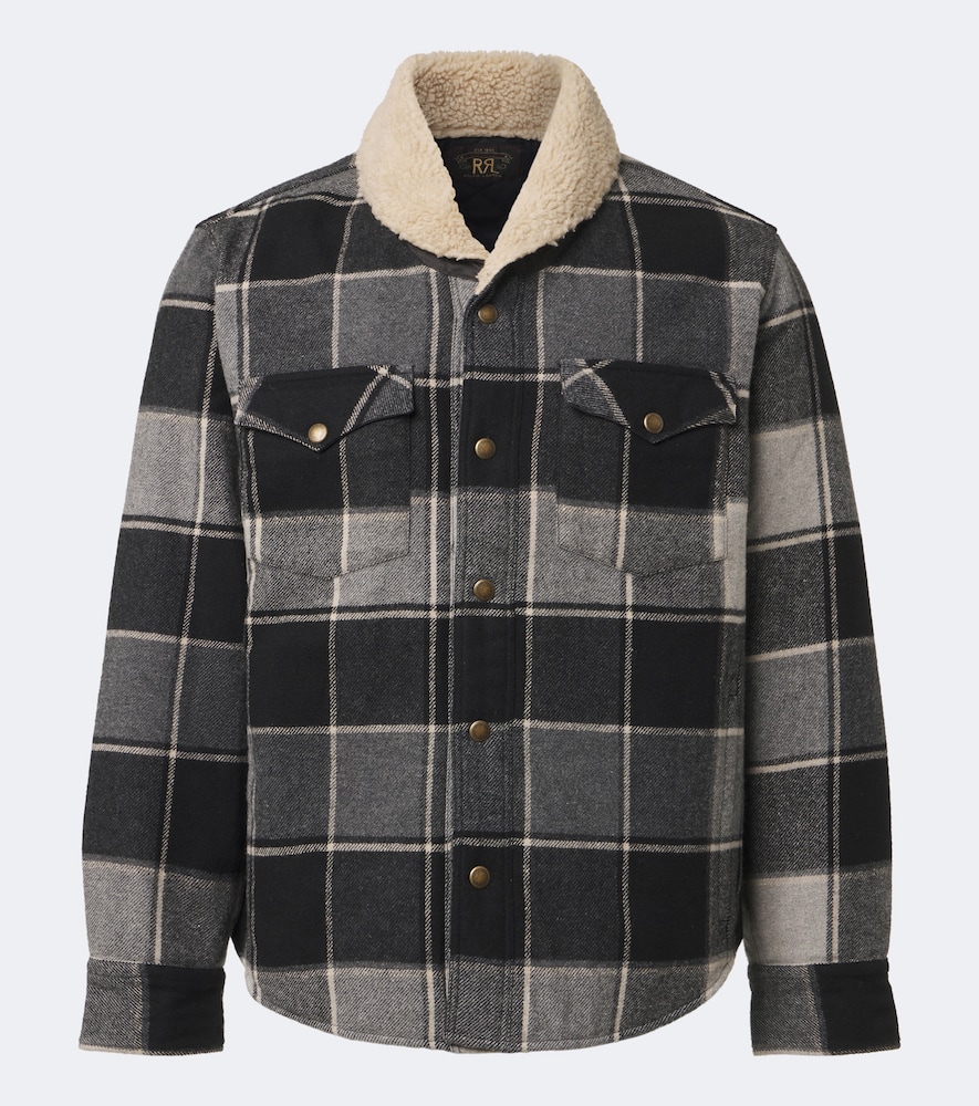 Padded Plaid Cotton Twill Overshirt