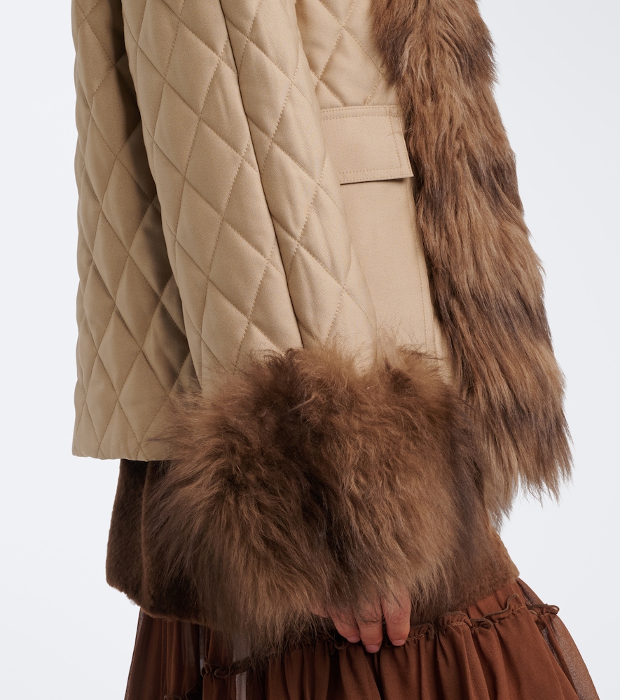 Quilted Shearling-Trimmed Coat