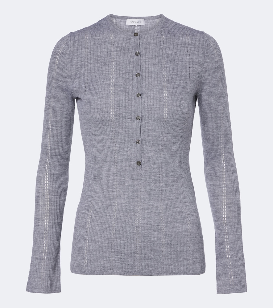 Olea Pointelle Wool Henley Shirt