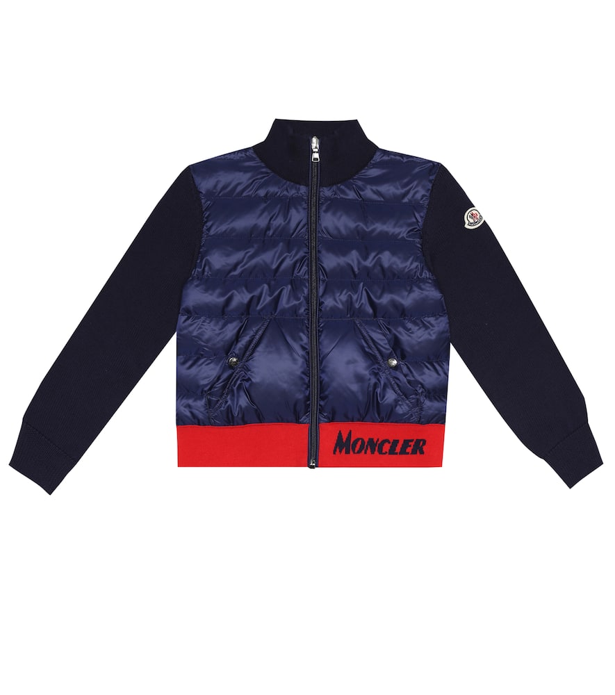 Click to view more detailed imagery on our partner's website Moncler Kids' Cotton Knit & Nylon Down Jacket In Blue