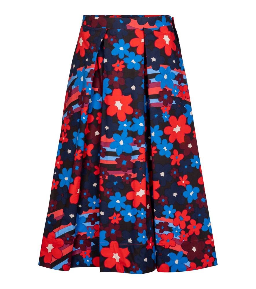 Click to view more detailed imagery on our partner's website Marni Floral Cotton Midi Skirt In Blue