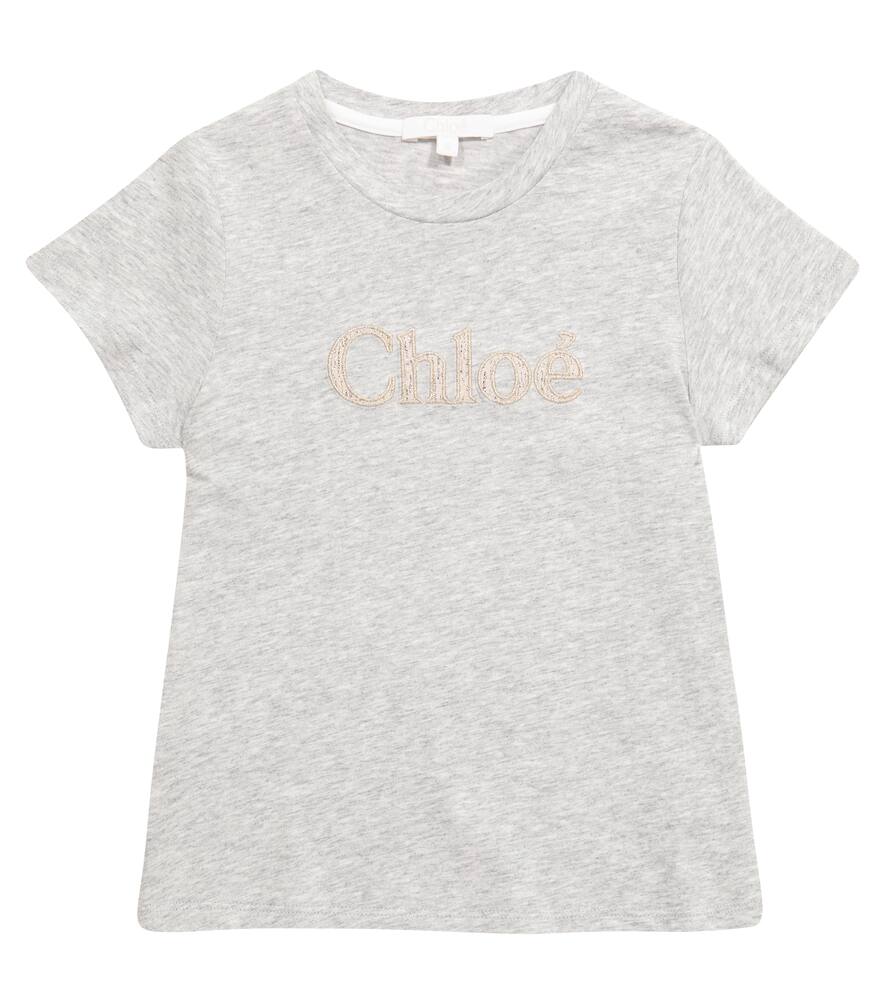 CHLOÉ LOGO EMBROIDERED COTTON T-SHIRT,P00545094