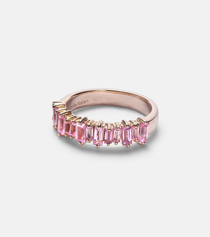 Suzanne Kalan 18kt Rose Gold Ring With Sapphires In Pink