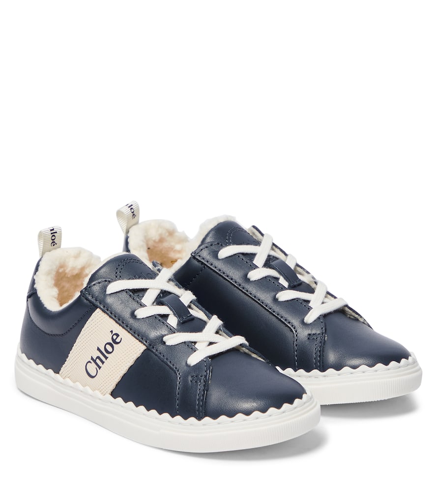 Chloé Kids Lauren faux fur-lined leather sneakers