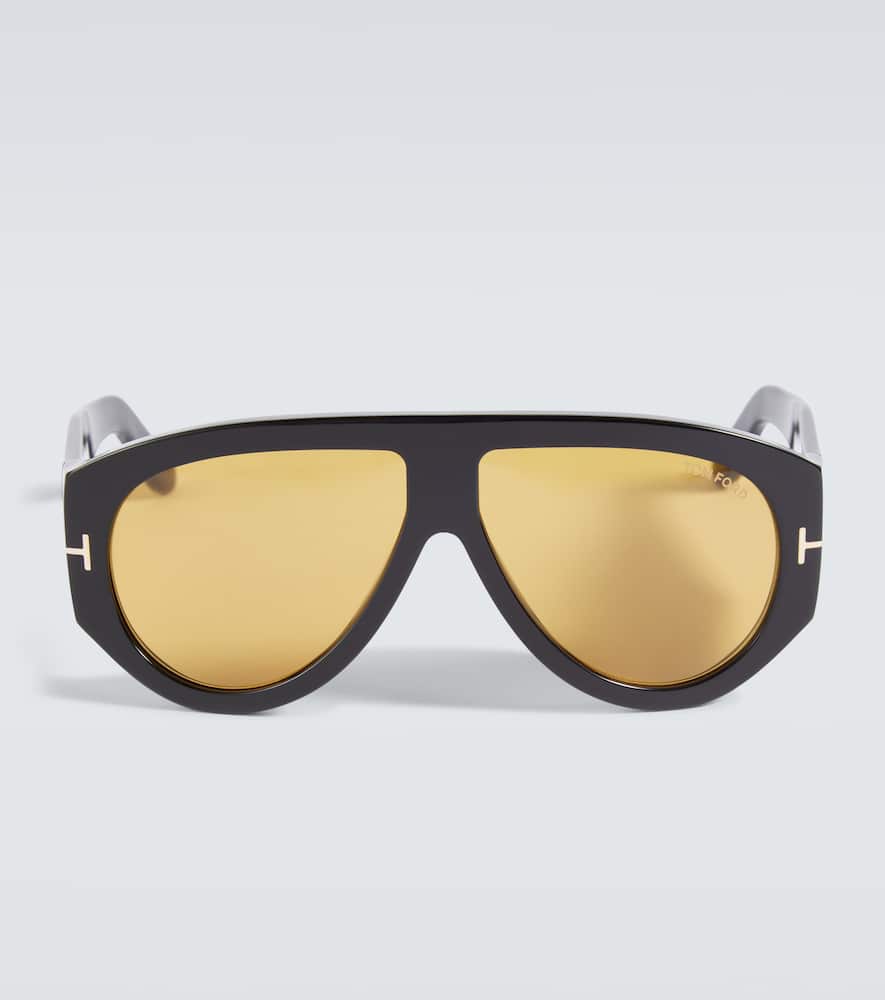 Tom Ford Bronson Pilot Acetate Sunglasses In Shiny Black