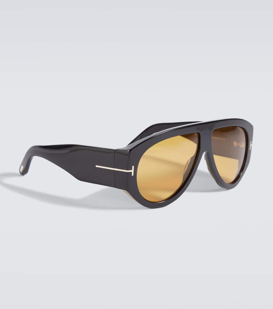 Tom Ford Bronson Pilot Acetate Sunglasses In Shiny Black