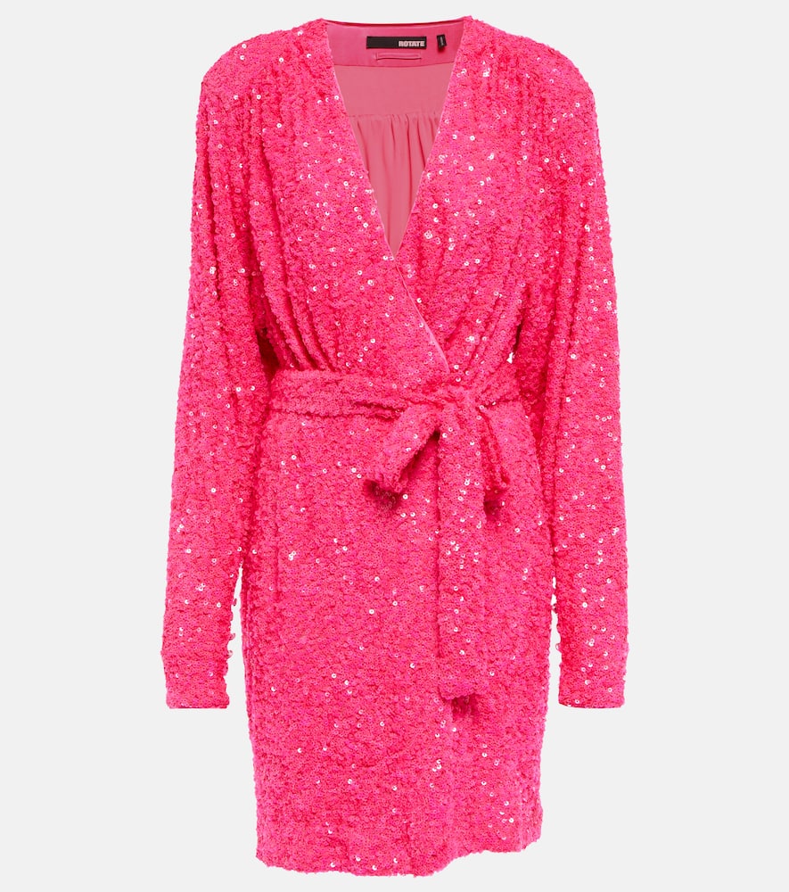 Rotate Sequined wrap minidress