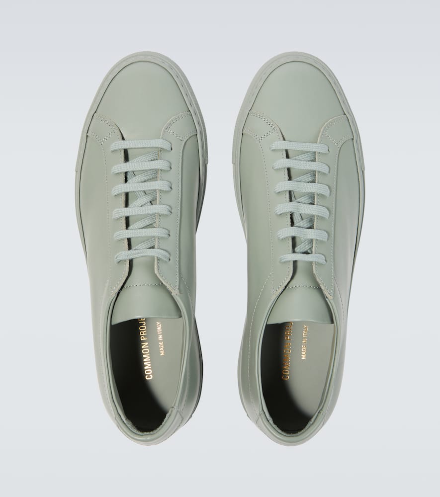 Shop Common Projects Original Achilles Low Leather Sneakers In Vintage Green