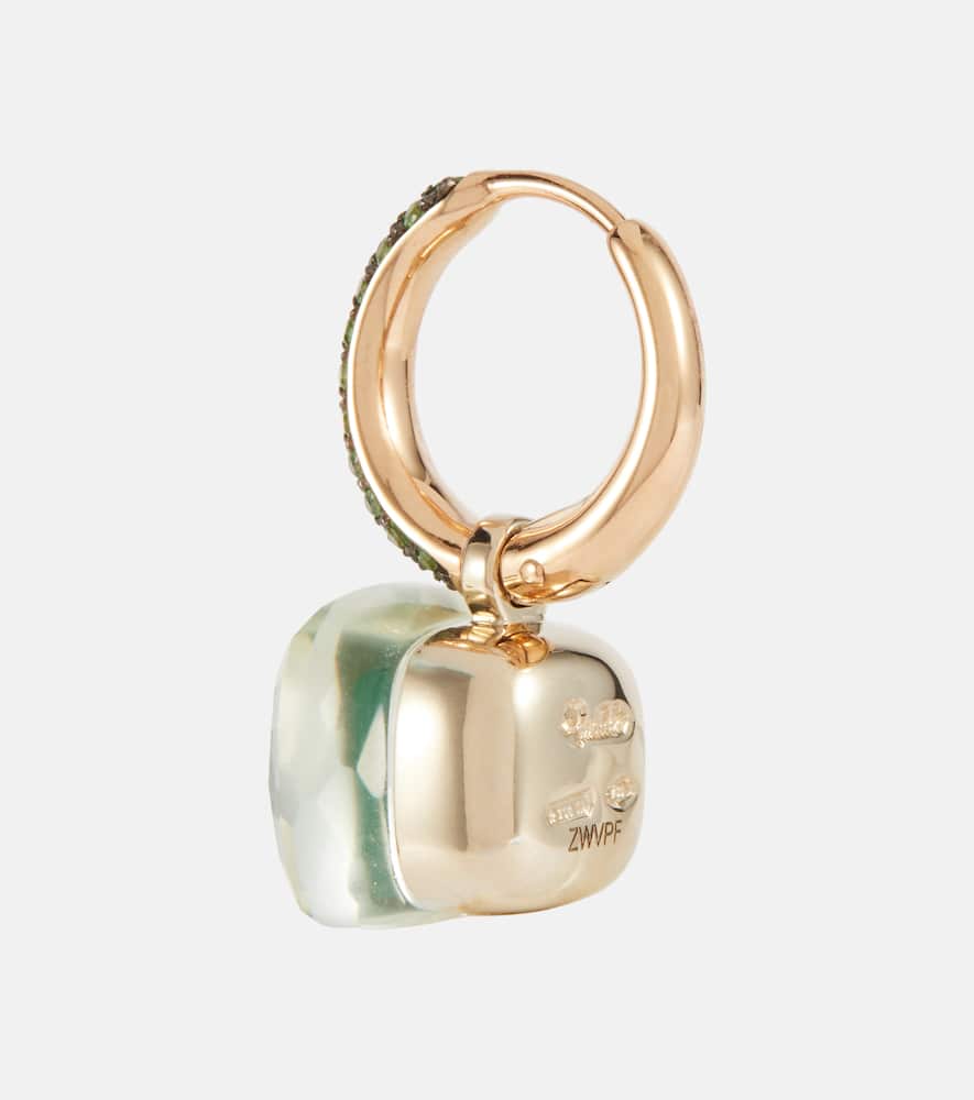 Pomellato 18kt Rose And White Gold Nudo Gemstone Drop Earrings In Green