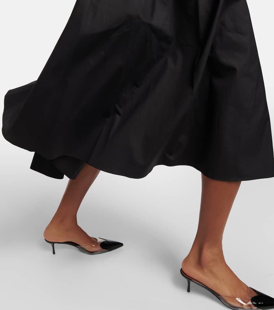 Alaïa Belted Cotton Poplin Midi Dress In Black