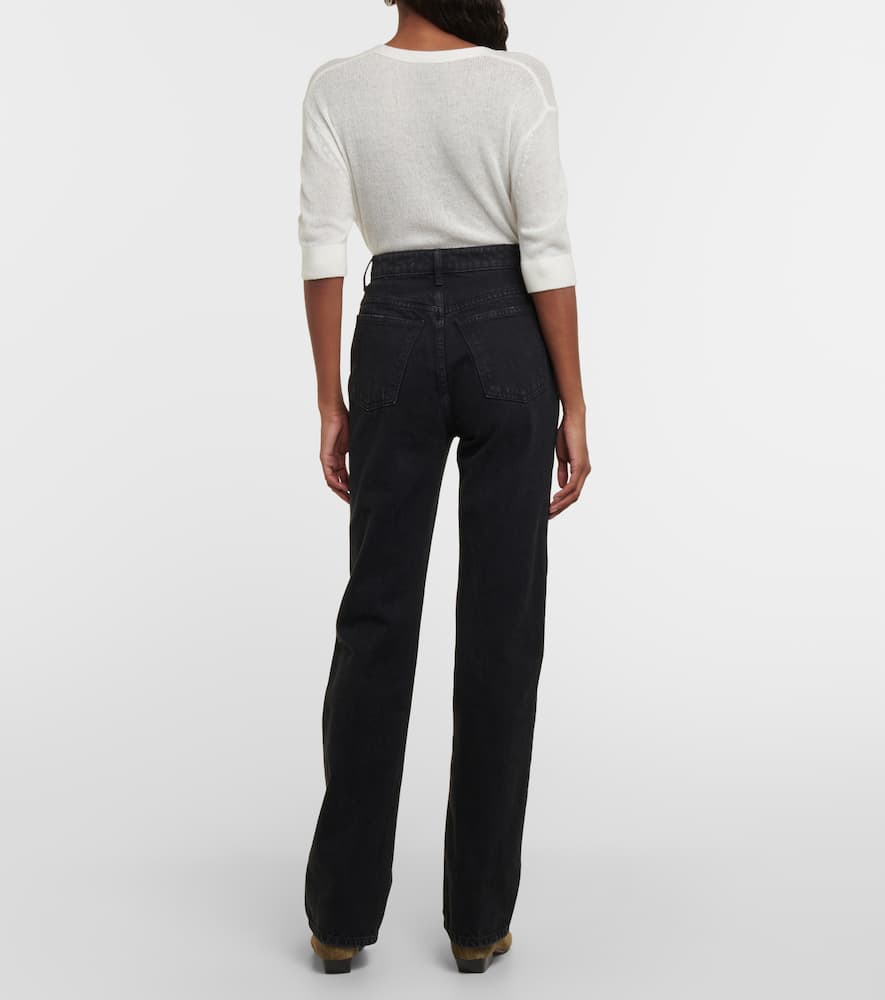 Shop Khaite Danielle High-rise Straight Jeans In Black