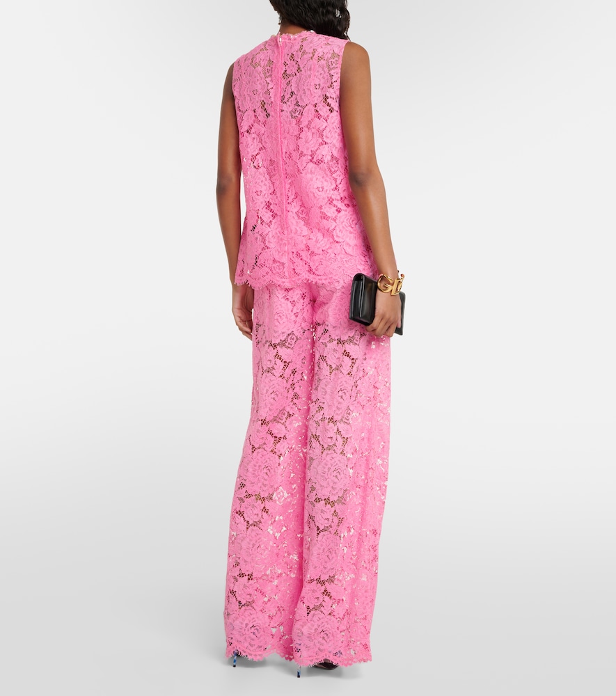Dolce&Gabbana Floral Crepe De Chine Lace Top
