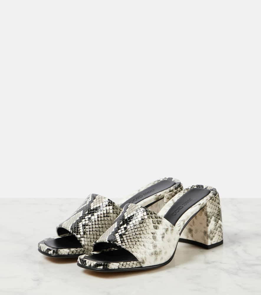 Jimmy Choo Lena 70 Snake-effect Leather Mules In Roccia