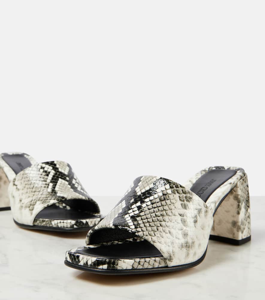 Jimmy Choo Lena 70 Snake-effect Leather Mules In Roccia