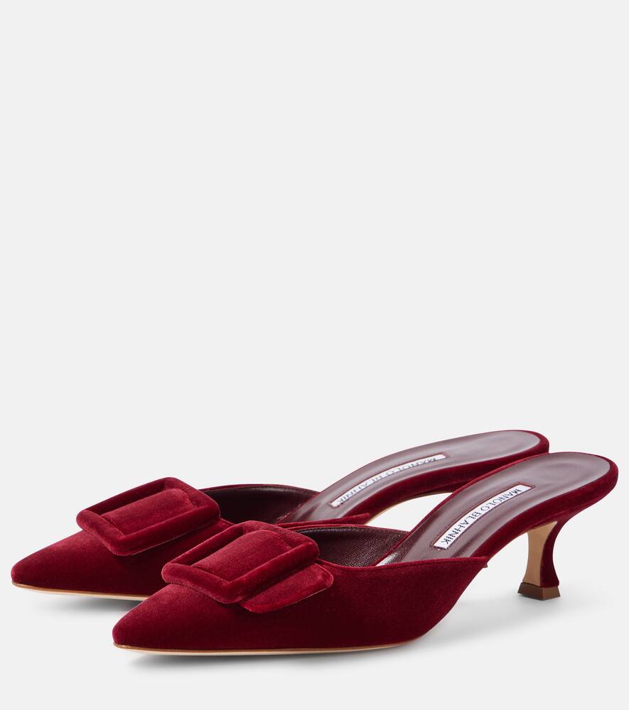 Manolo Blahnik Maysale 50mm Suede Mules In Red