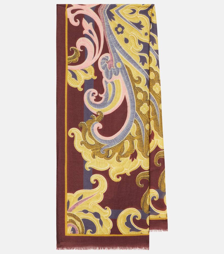 Etro Printed wool, cashmere, and silk scarf