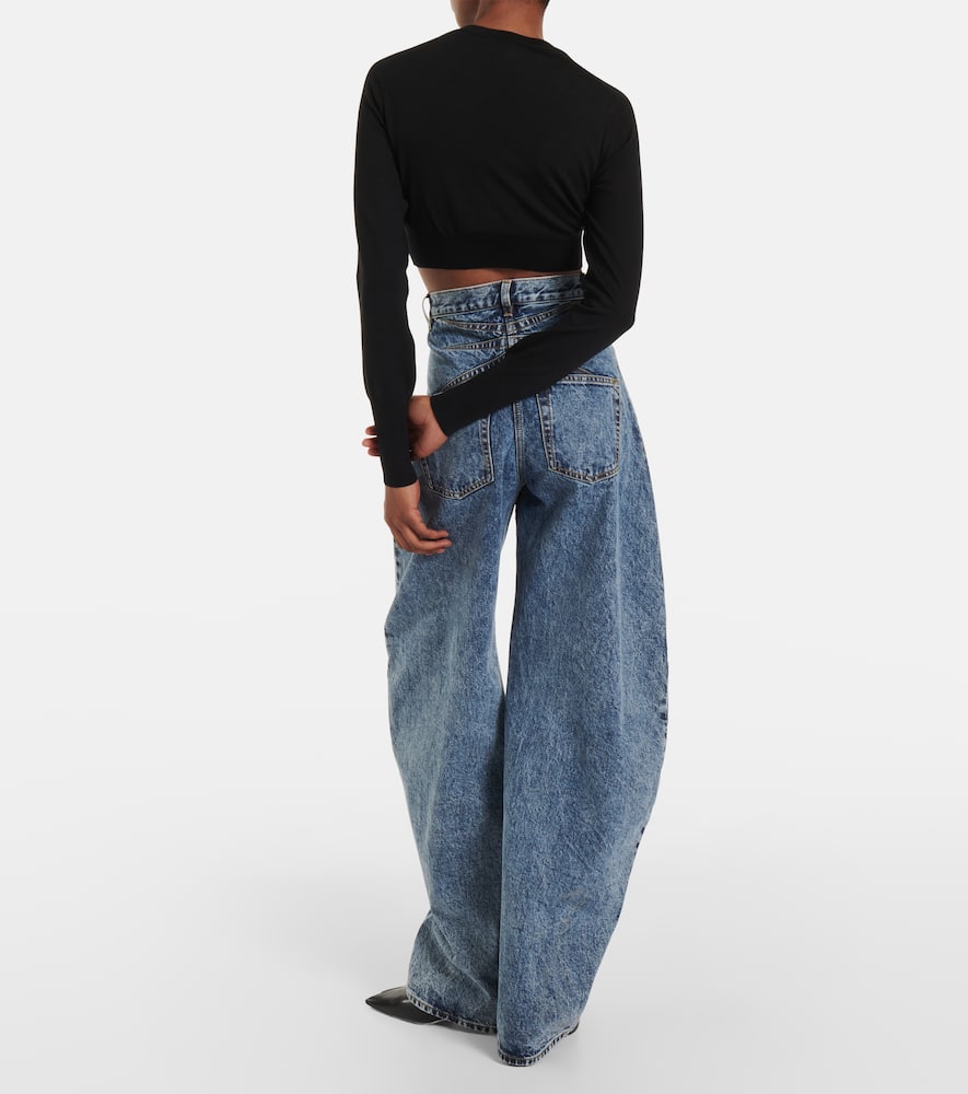ALAÏA CROPPED WOOL-BLEND CARDIGAN