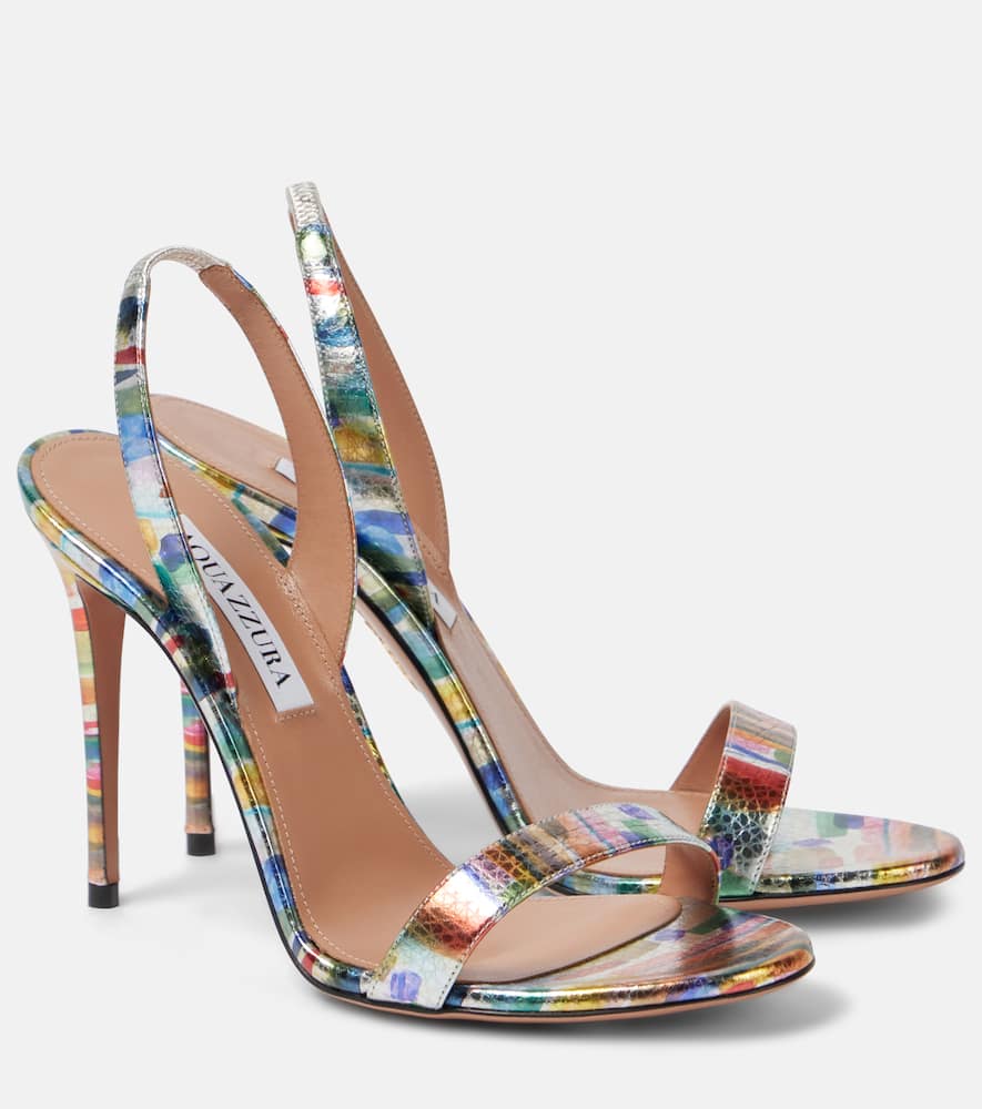 Aquazzura So Nude 105 Printed Snake-effect Leather Slingback Sandals In Multicoloured