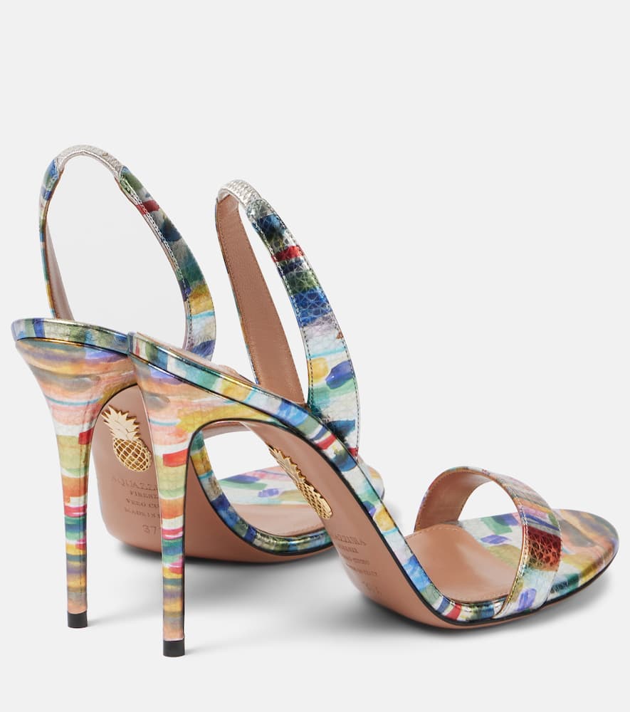Aquazzura So Nude 105 Printed Snake-effect Leather Slingback Sandals In Multicoloured