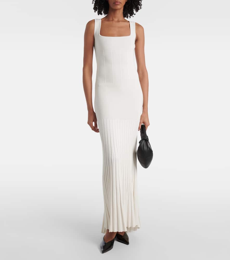 Galvan Off-the-shoulder Beaded-chain Open-back Satin Gown In White